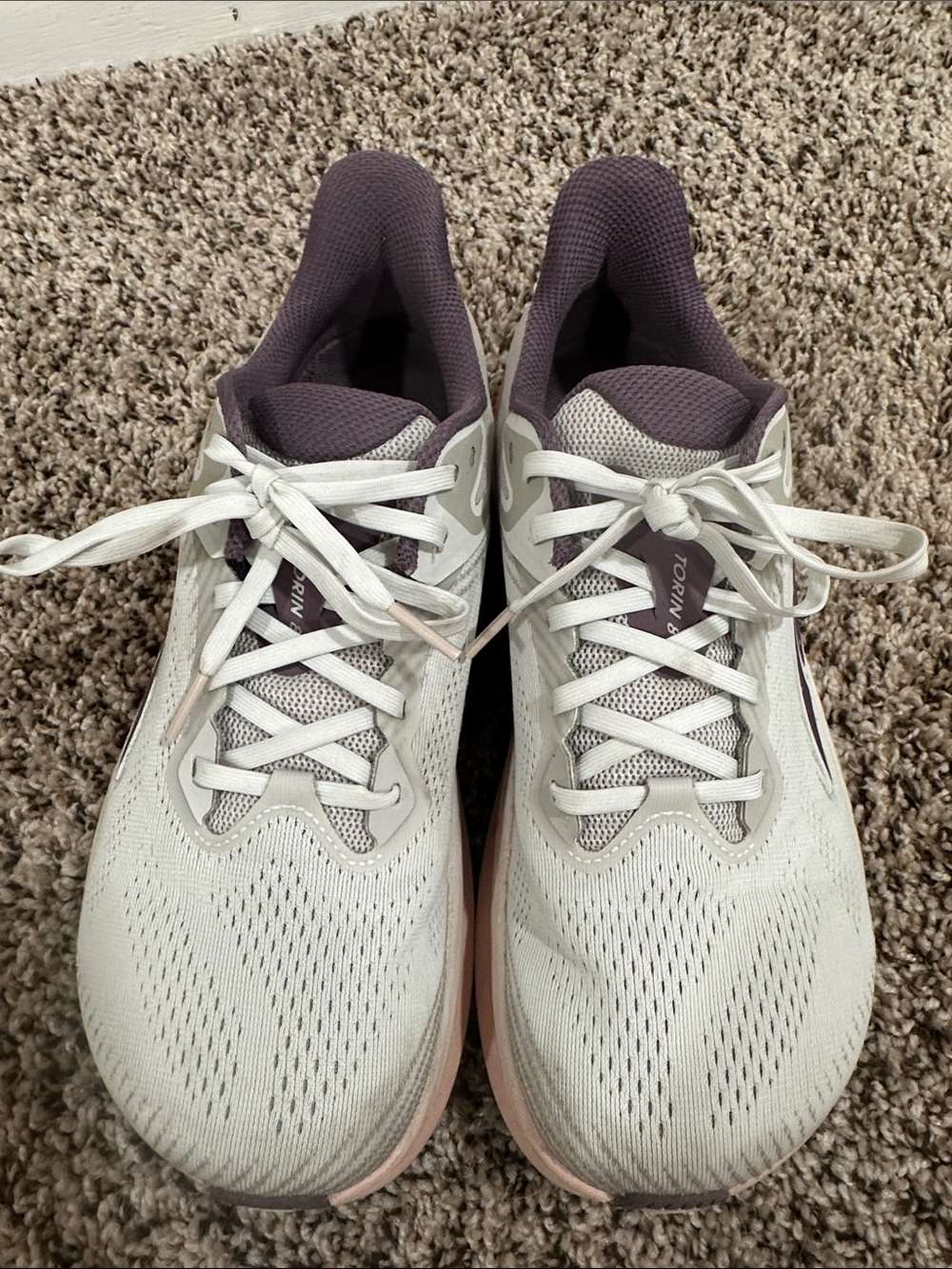 Altra Women's White Running Shoes with Purple Accents - Picture 2 of 6
